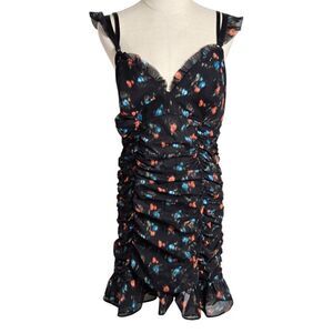 Torrid Curves Black Floral Ruched Mini Dress Plus Size